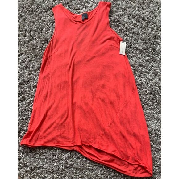 NEW NWT LEFT OF CENTER Anthropologie Asymmetrical red JERSEY TUNIC DRESS sz XS - Picture 1 of 7